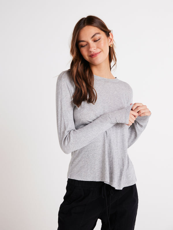 Long Sleeve Crew Neck Tee - Heather Ash-Bella Dahl-Over the Rainbow