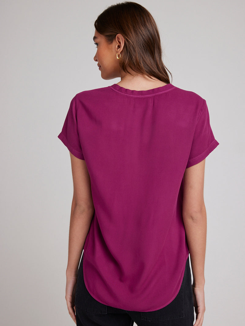 Short Sleeve V Neck T Shirt Magenta