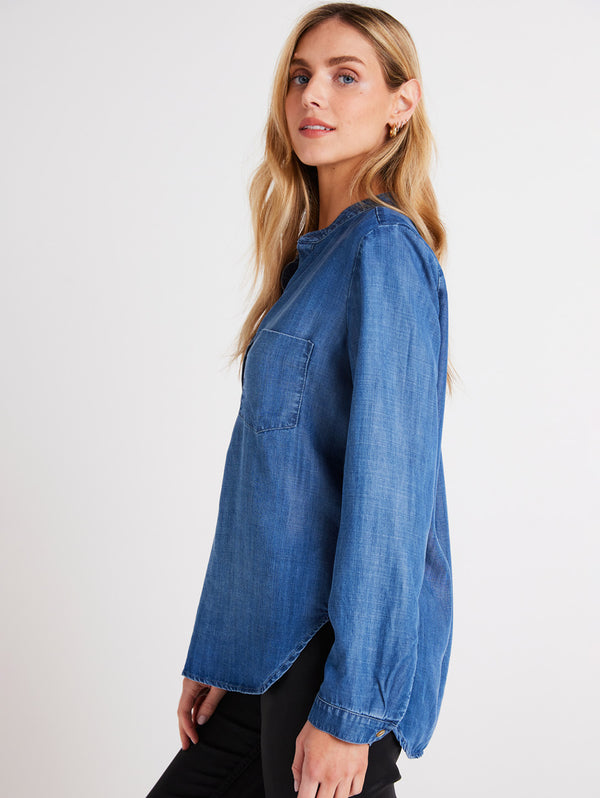 Long Sleeve Pocket Henley - Moonlit Haze-Bella Dahl-Over the Rainbow