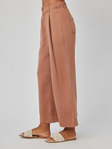 Marina Pleated Wide Leg Ankle Pant - Khaki Shell-Bella Dahl-Over the Rainbow