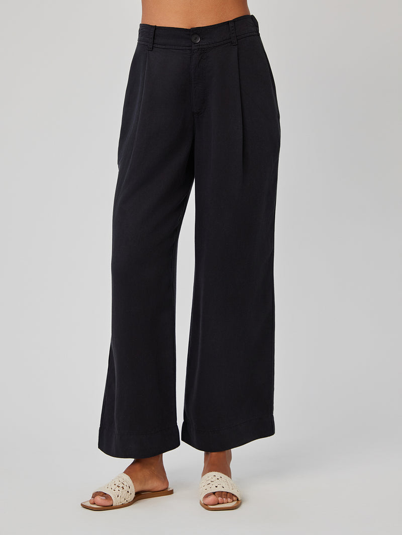 Marina Pleated Wide Leg Ankle Pant - Black-Bella Dahl-Over the Rainbow