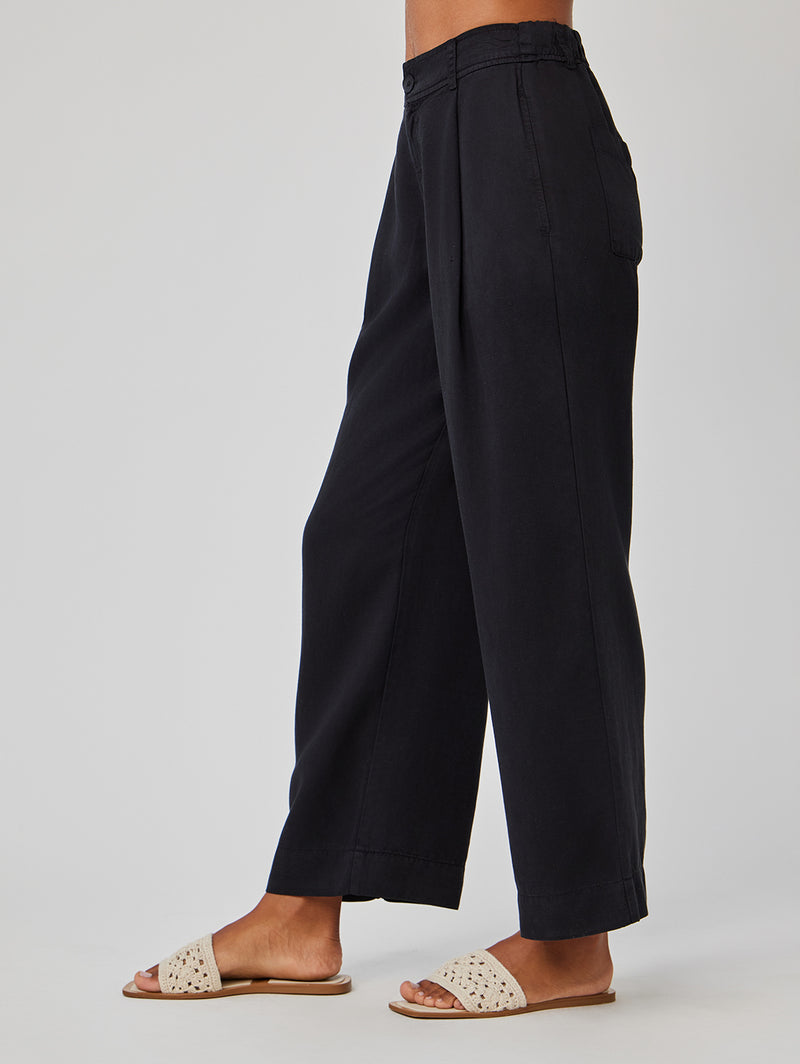 Marina Pleated Wide Leg Ankle Pant - Black-Bella Dahl-Over the Rainbow