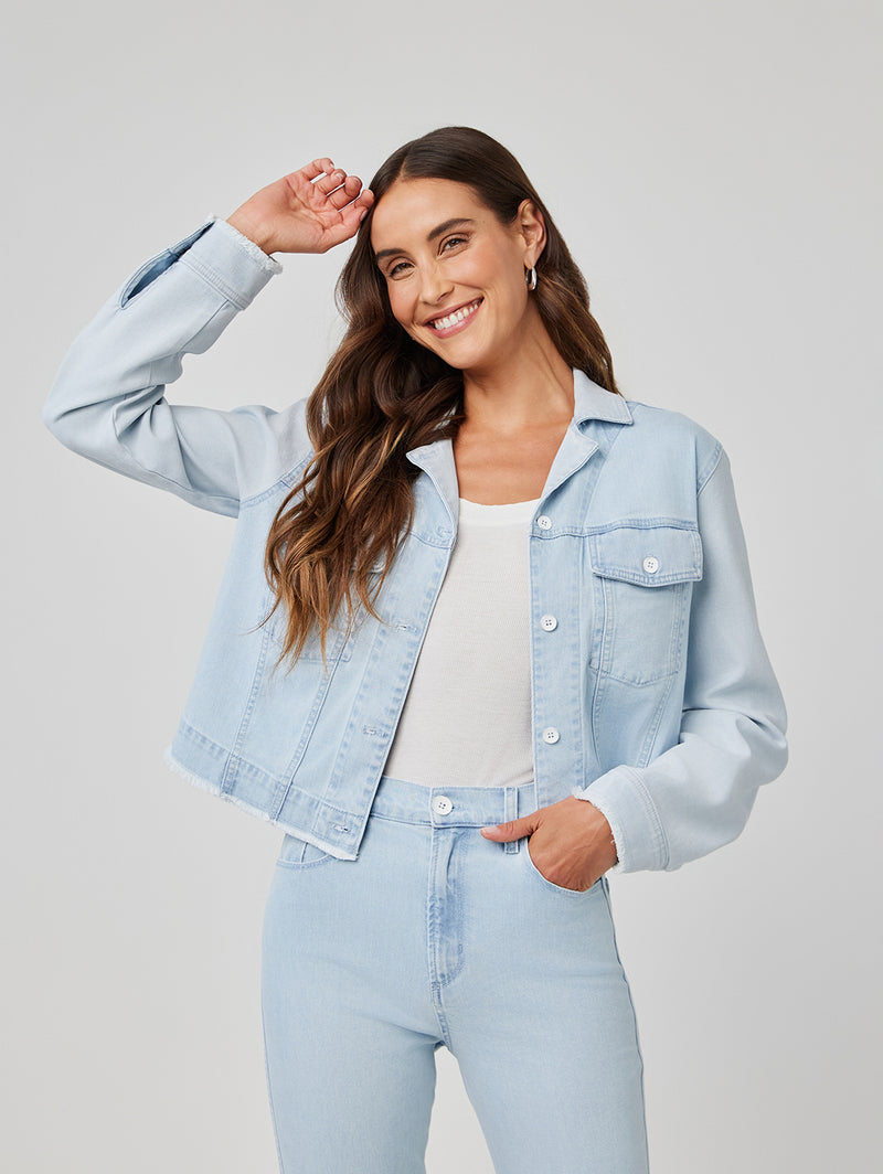 Coco Frayed Mix Denim Jacket - Tidal Wash Spray-Bella Dahl-Over the Rainbow