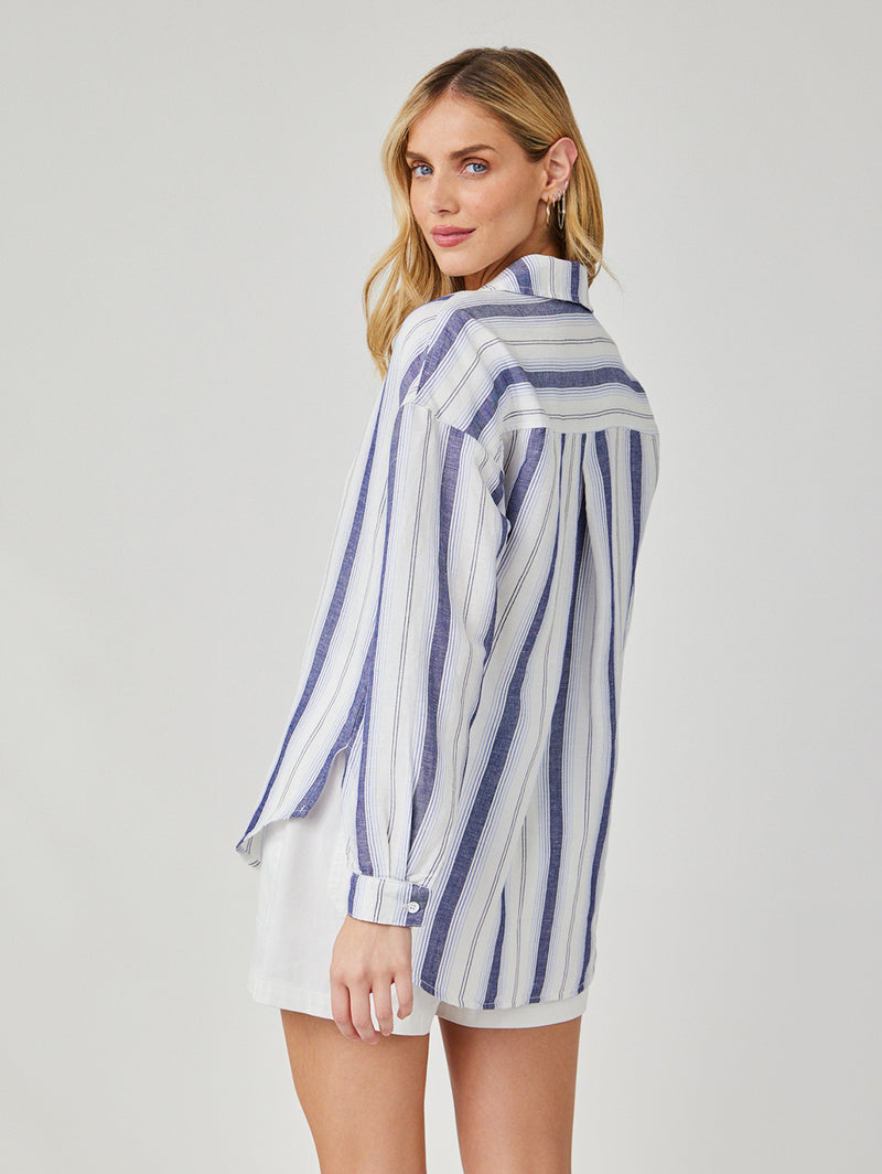 Long Sleeve Button Down - Coastal Ombre Stripe-Bella Dahl-Over the Rainbow