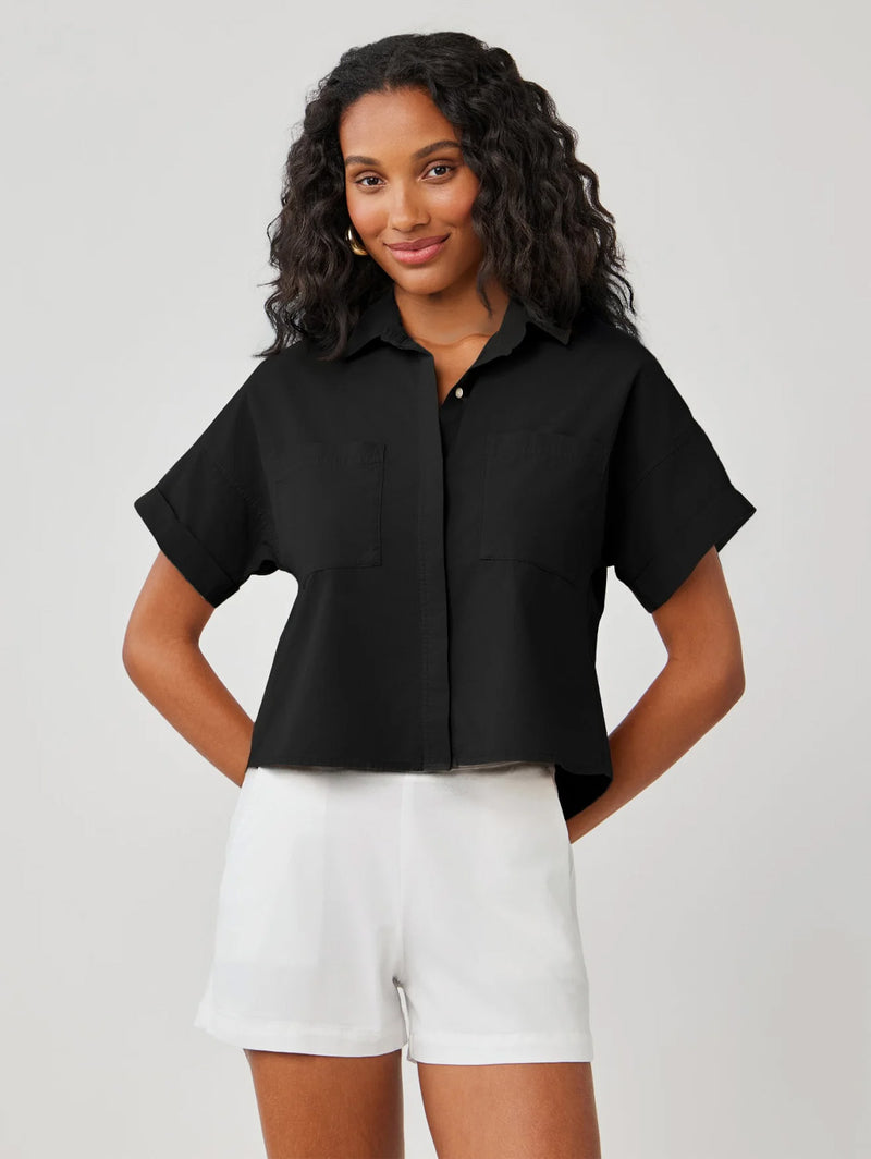 Two Pocket Short Sleeve Shirt - Black-Bella Dahl-Over the Rainbow