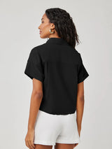 Two Pocket Short Sleeve Shirt - Black-Bella Dahl-Over the Rainbow