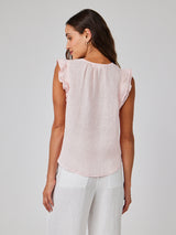 Ruffle Sleeve Tie Neck Top - Pastel Pink-Bella Dahl-Over the Rainbow