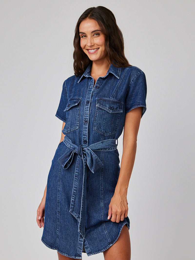 Short Sleeve Seamed Shirt Dress - Horizon Wash-Bella Dahl-Over the Rainbow