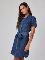 Short Sleeve Seamed Shirt Dress - Horizon Wash-Bella Dahl-Over the Rainbow