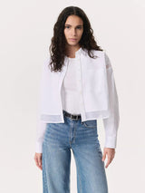 Beatrice Cropped Poplin-Organza Shirt - White-RAG + BONE-Over the Rainbow