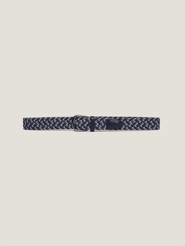 Braided Elastic Belt - Indigo Multi-34 HERITAGE-Over the Rainbow