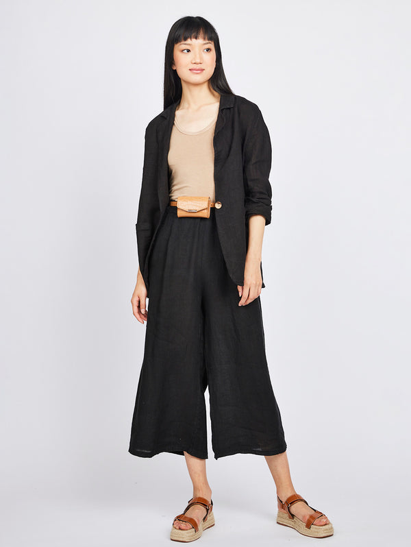 Cropped Linen Pant - Black-PISTACHE-Over the Rainbow