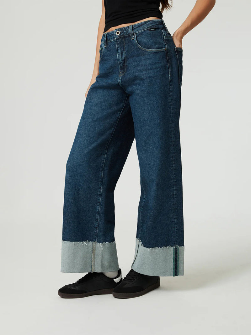 Cathy Cuff Jeans - Dark Blue Denim-Mavi-Over the Rainbow