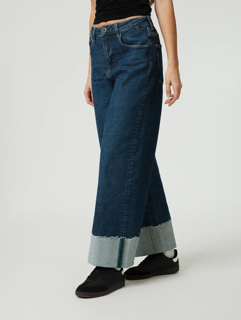 Cathy Cuff Jeans - Dark Blue Denim-Mavi-Over the Rainbow