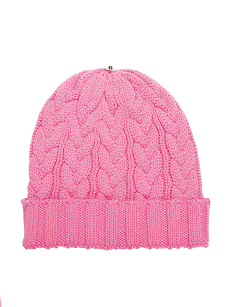 Charlie Cable Knit Hat - Candy Pink-Lindo F-Over the Rainbow