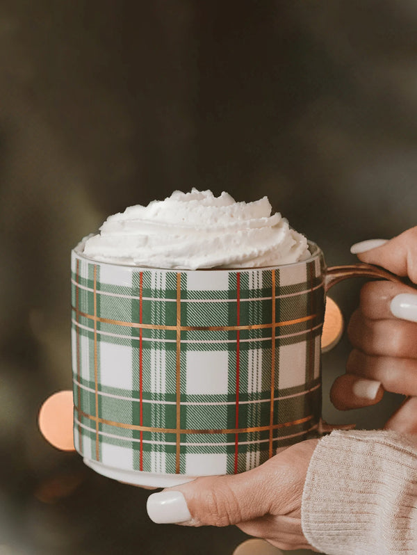 Green Plaid Coffee Mug - 17oz-SWEET WATER DECOR-Over the Rainbow