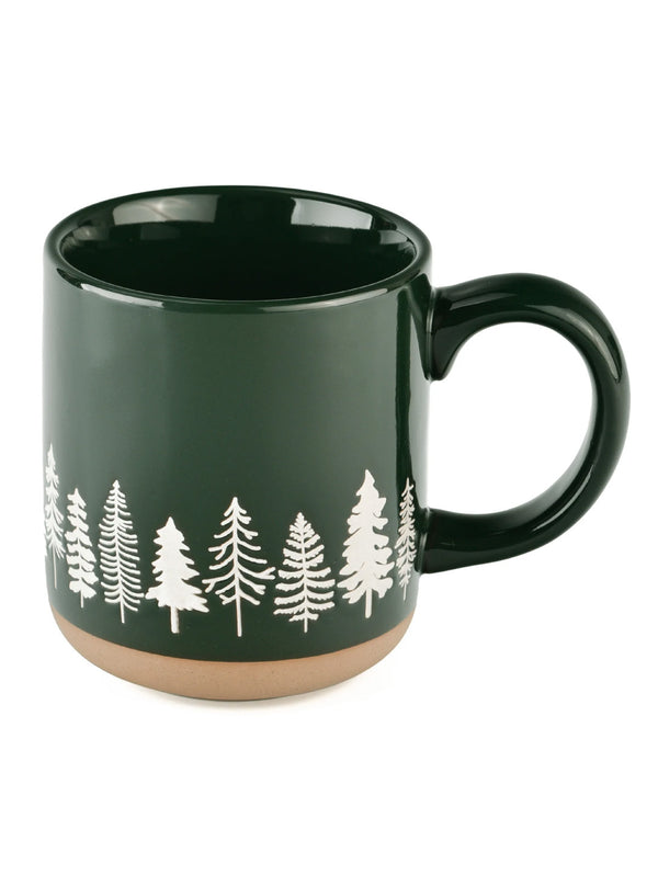 Stoneware Coffee Mug - Pine Trees-SWEET WATER DECOR-Over the Rainbow