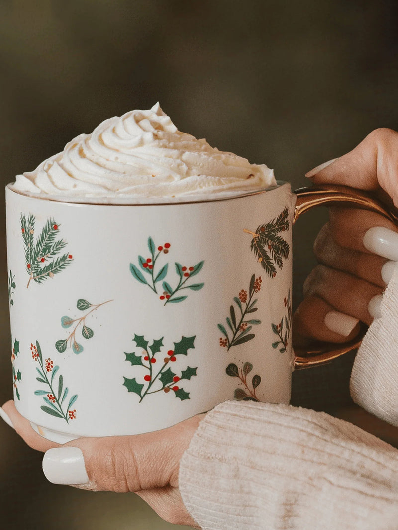 Holiday Greenery Coffee Mug - 17oz-SWEET WATER DECOR-Over the Rainbow