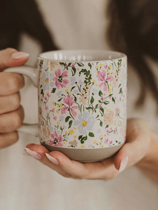 Stoneware Coffee Mug - Floral-SWEET WATER DECOR-Over the Rainbow