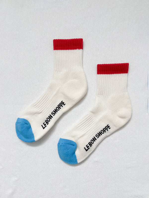 Color Block Girlfriend Socks - Blue Red