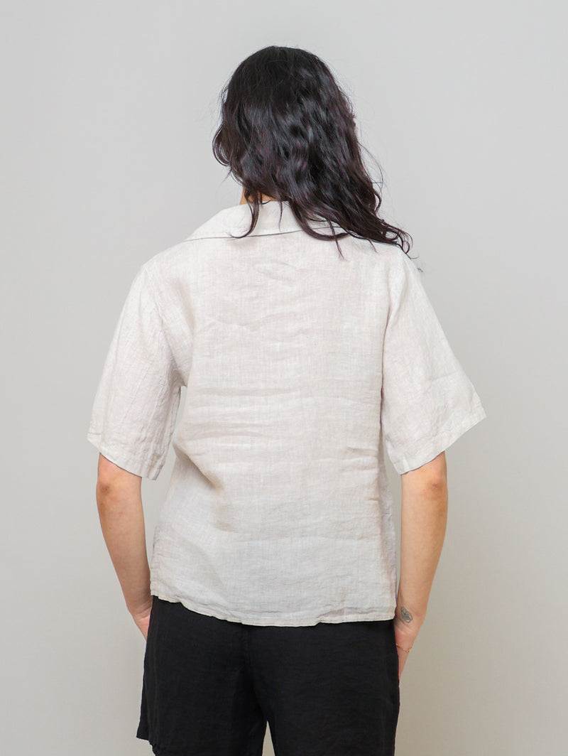 Short Sleeve Collared Shirt - Beige