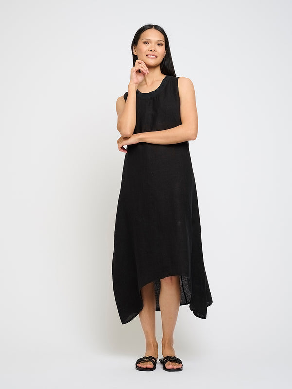 Sleeveless Maxi Linen Dress - Black-PISTACHE-Over the Rainbow