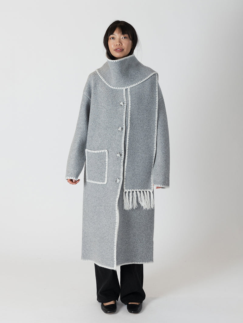 Delaney Whip Stitch Coat - Long Medium Grey-LYLA+LUXE-Over the Rainbow