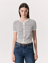 Dina Short Sleeve Cardigan - Ivory Multi-RAG + BONE-Over the Rainbow