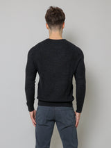 Merino Wool Ribbed Crewneck - Noir-Patrick Assaraf-Over the Rainbow