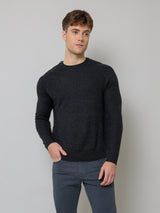 Merino Wool Ribbed Crewneck - Noir-Patrick Assaraf-Over the Rainbow