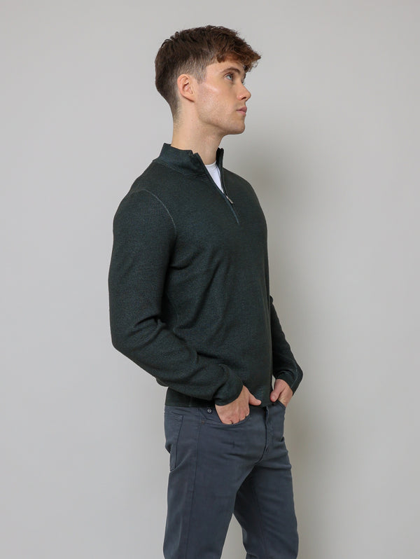 1/4 Zip Mock Sweater - Dusky Green-Patrick Assaraf-Over the Rainbow