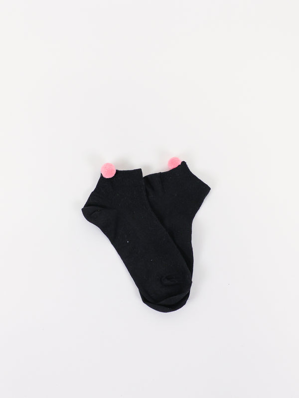 Pom Pom Short Sock - Black-LIM LIM-Over the Rainbow