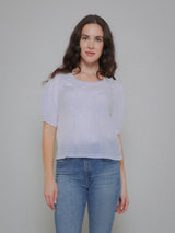 Anabelle Slub Puff Sleeve Top - White-Velvet-Over the Rainbow