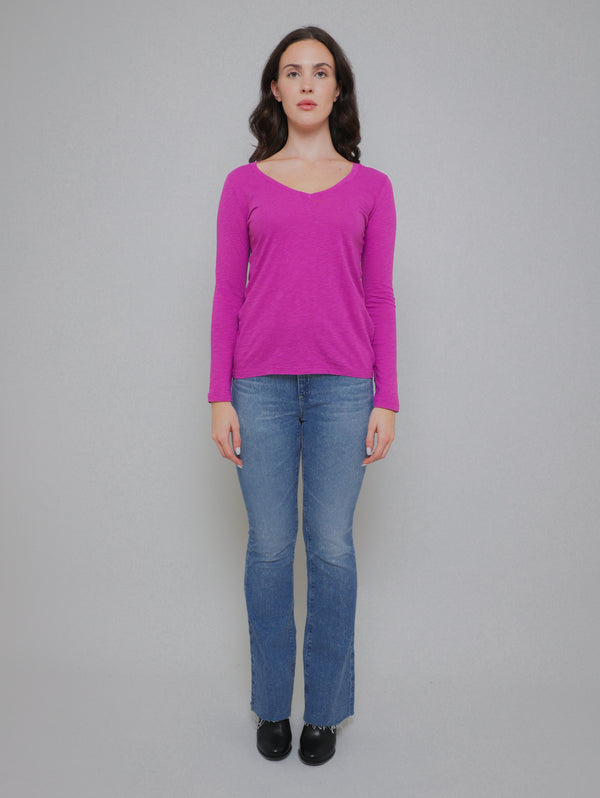 Blaire V-Neck Long Sleeve Tee - Tuscany-Velvet-Over the Rainbow