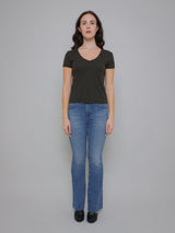 Eliah Slub Short V-Neck Tee - Thicket-Velvet-Over the Rainbow