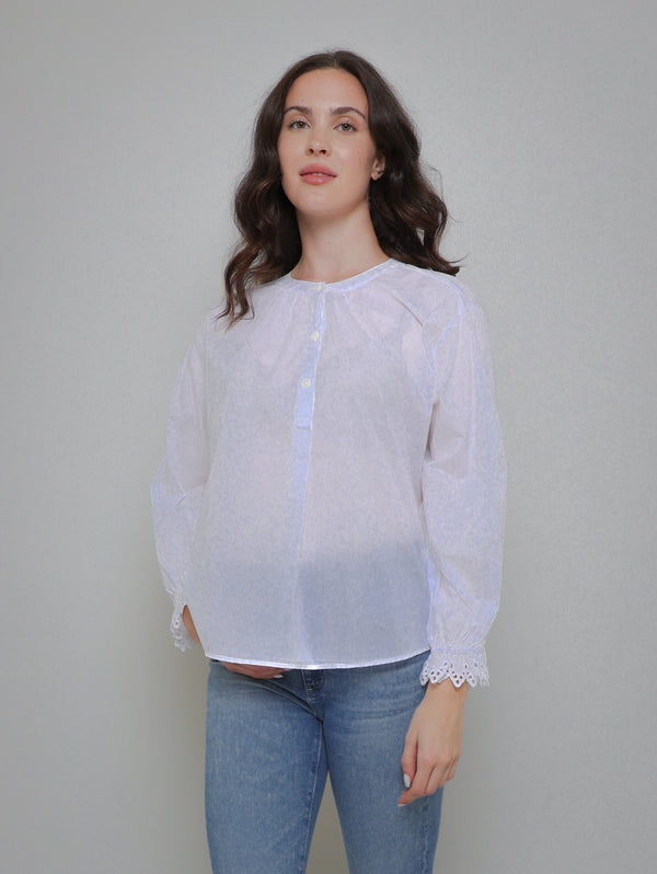 Jacoba Poplin Top - White-Velvet-Over the Rainbow