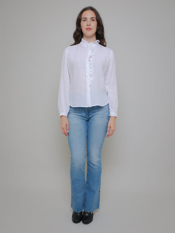 Trisha Cotton Gauze Flutter Shirt - White-Velvet-Over the Rainbow