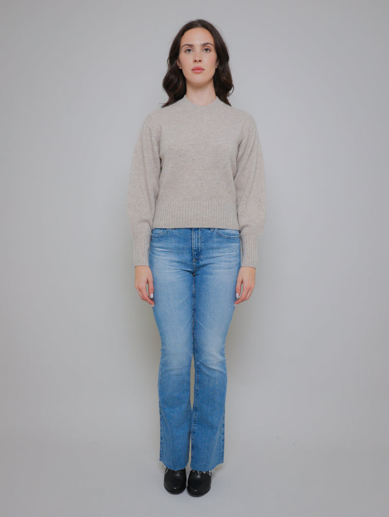 Cashmere Blouson Crew Sweater - Sandwisp Heather-WHITE + WARREN-Over the Rainbow