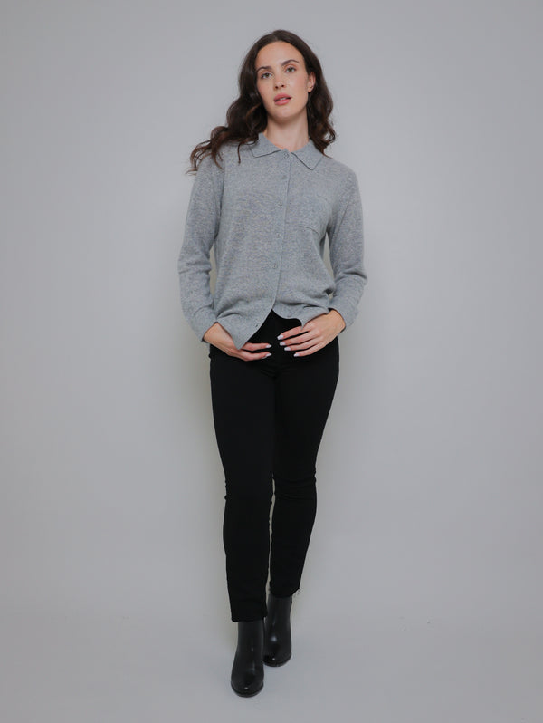 Cashmere Shirt - Grey Heather-WHITE + WARREN-Over the Rainbow