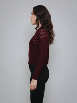 Scalloped Pointelle Yoke Crew - Bordeaux-AUTUMN CASHMERE-Over the Rainbow