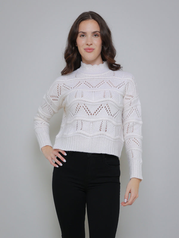 Chunky Wavy Pointelle Sweater - Chalk-AUTUMN CASHMERE-Over the Rainbow