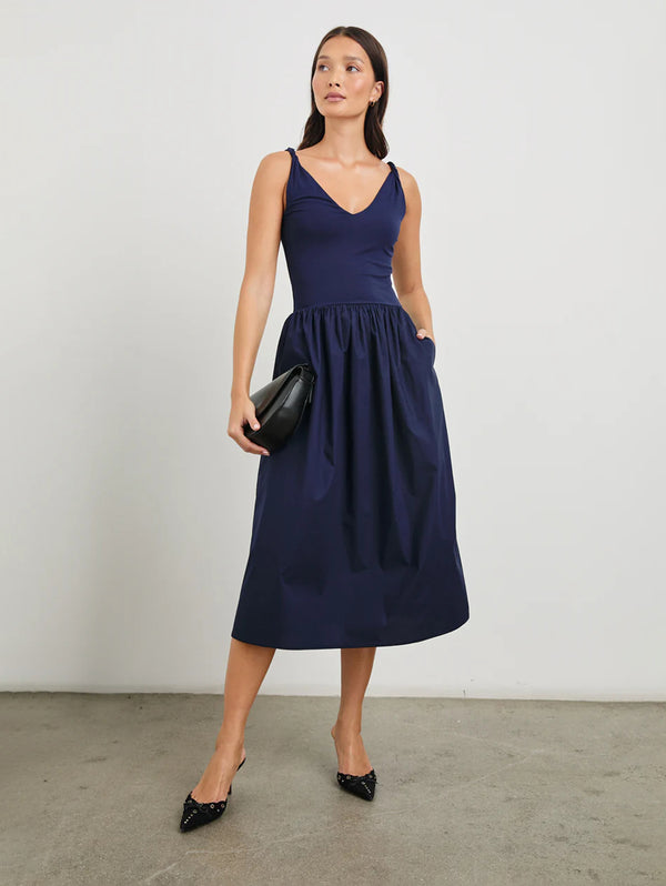 Franca Dress - Navy-Rails-Over the Rainbow