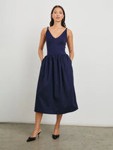 Franca Dress - Navy-Rails-Over the Rainbow