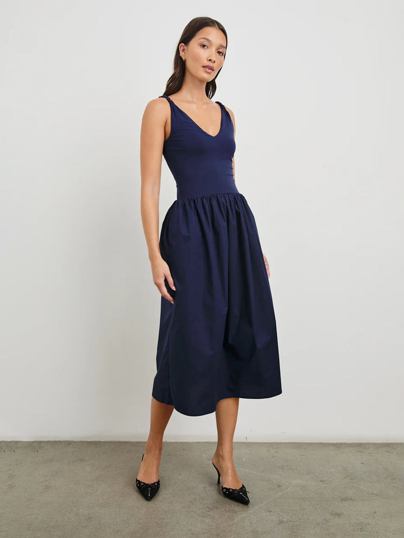 Franca Dress - Navy-Rails-Over the Rainbow