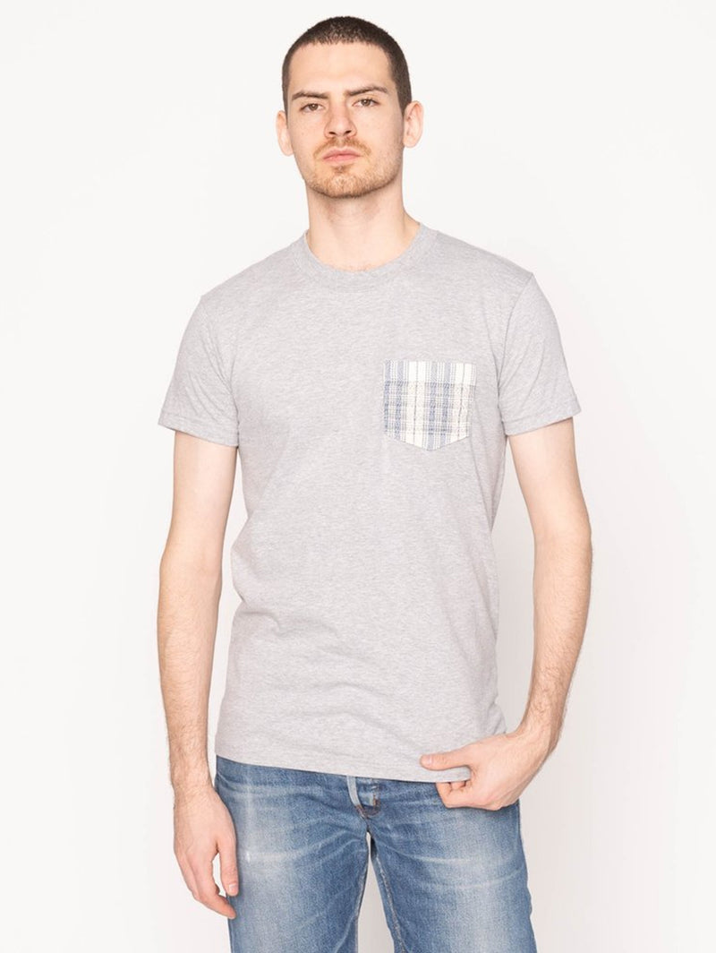 Contrast Pocket Tee - Asagi Sashiko Heather Grey-Naked & Famous-Over the Rainbow