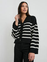 Geneva Cardigan - Black Oat Stripe-Rails-Over the Rainbow