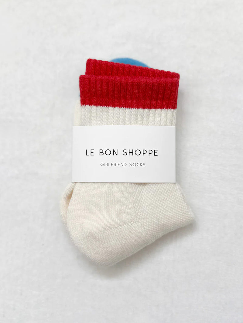 Color Block Girlfriend Socks - Blue Red