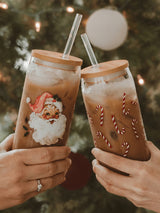 Glass Can + Straw - Vintage Santa-SWEET WATER DECOR-Over the Rainbow