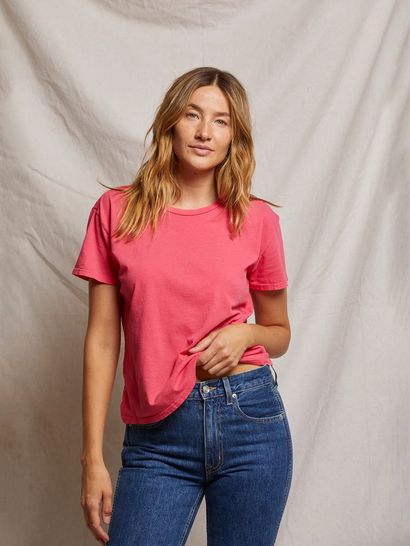 Harley Short Sleeve Crew Neck Tee - Pink Bloom-PERFECTWHITETEE-Over the Rainbow