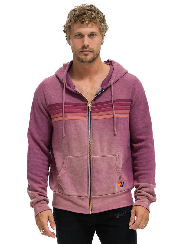 5 Stripe Zip Hoodie - Faded Berry-AVIATOR NATION-Over the Rainbow